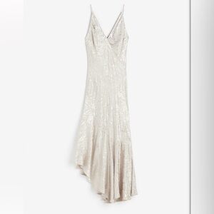 H&M Asymmetrical-Hem Cream Slip Dress